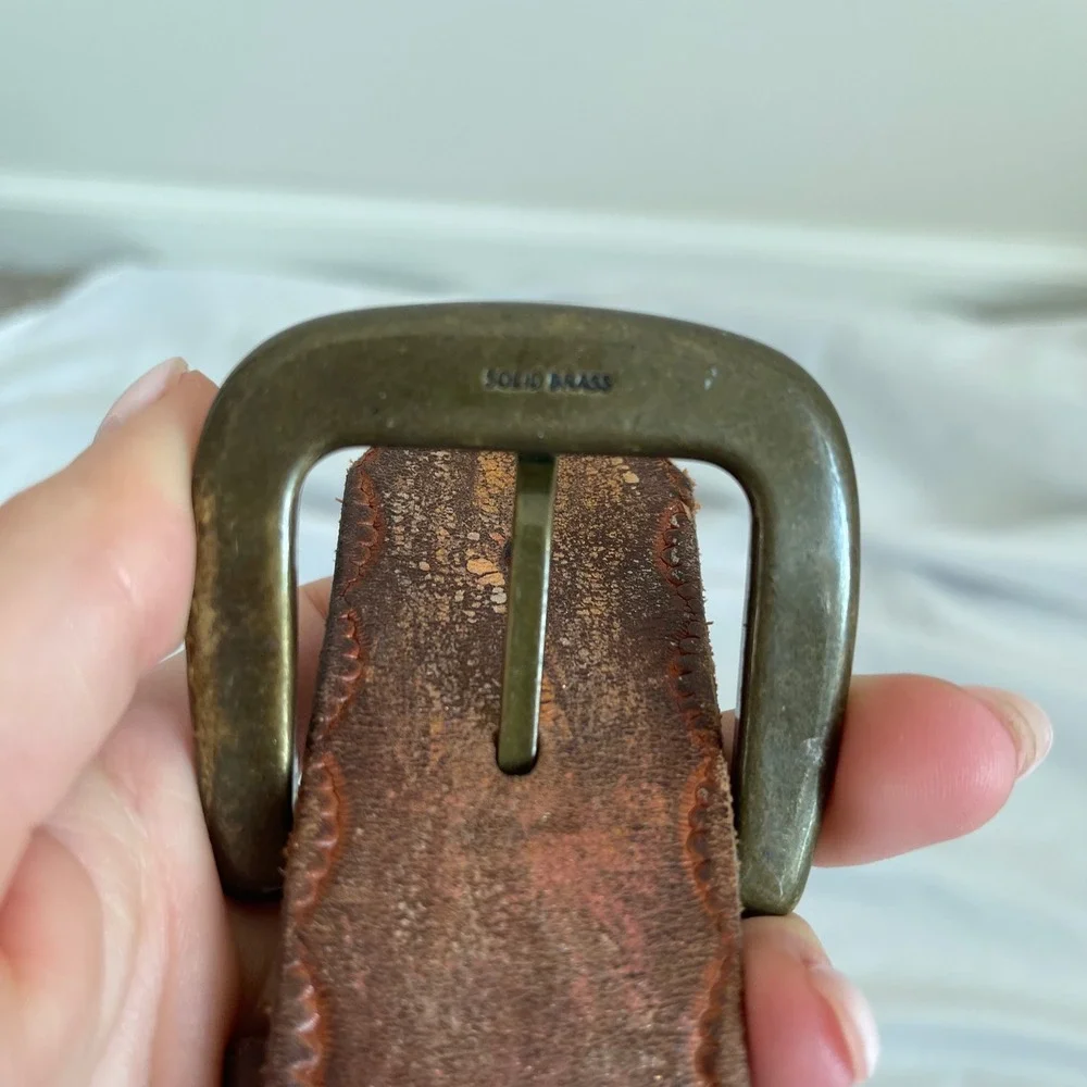 Vintage Fossil Genuine Leather Foil‎ Woven Belt